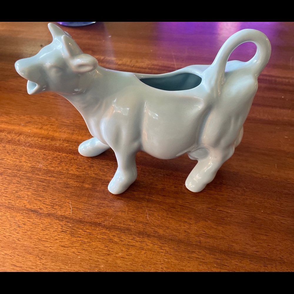 Fishs Eddy Light Blue Ceramic Cow Creamer
